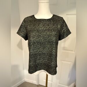 Waverly Grey Black & Gold Metallic Speckle Top – Short Sleeve, Size Small (NWT)